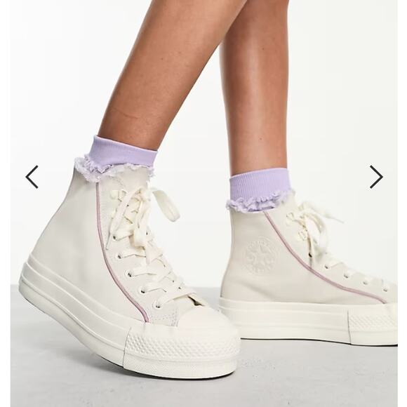 Converse Shoes - Converse Chuck Taylor All Star Lift platform sneakers white lilac detail Sz 5.5